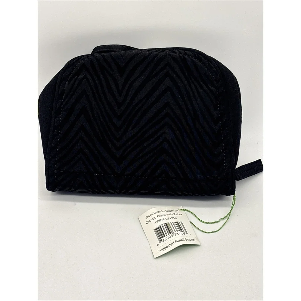 Vera Bradley Travel Jewelry Organizer - Classic Black with Zebra